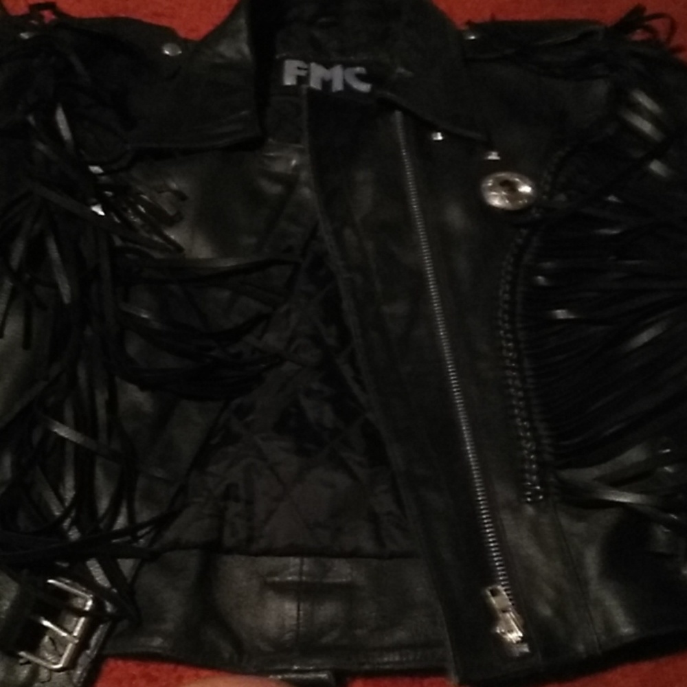 Leather fringe jacket